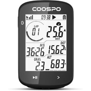 COOSPO GPS Bike Computer CS300, Wireless Cycling Computer with 2.6 LCD Screen, Bluetooth5.0 ANT+ Bicycle Speedometer Odometer with Customize Display, Auto-Backlight & 40H Long Battery Life