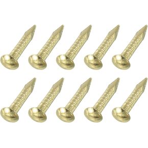 uxcell 50Pcs Small Hardware Nails, 1.5 x 10mm Brass Round Head Nail Common Finishing Nail for Household Woodworking Picture Hanging DIY Projects, Gold