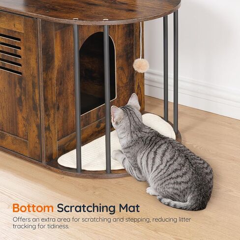 HOOBRO Cat Tree with Litter Box Enclosure, All-in-One Cat Tower with Hidden Litter Box Cover Furniture for Indoor Cats, Versatile Cat Condo with Sisal Posts, Hammock, Greige and Gray BG45MZ03 in Saudi Arabia