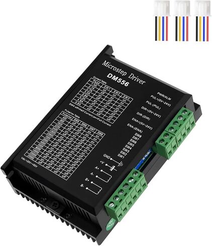 DM556 Stepper Motor Controller CNC Digital Stepper Driver 2 Phase Stepper Motor Driver 20-50V DC Max 5.6A 128 with 3 3.2FT Terminal Wires Subdivisions Suitable for Nema17/23/34/42/57 Stepper Motors in Saudi Arabia
