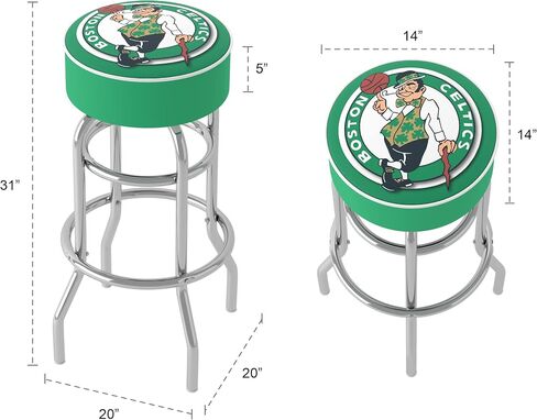 Trademark Global Bar Stool - Boston Celtics Logo Stool with Foam Padded Seat - Swivel Chair for Game Room, Garage, or Home Bar in Saudi Arabia