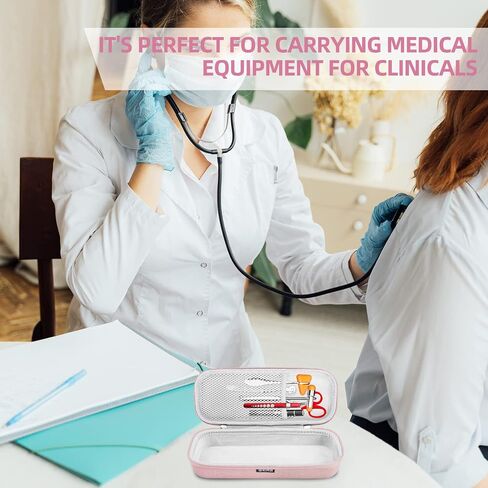 حافظة سماعة الطبيب لـ 3M Littmann Classic III، خفيفة الوزن II S.E، تشخيص أمراض القلب IV، سماعات الطبيب الفاخرة MDF Acoustica، غرفة إضافية لمقص ضوء LED وإكسسوارات الممرضات، وردي in Kuwait