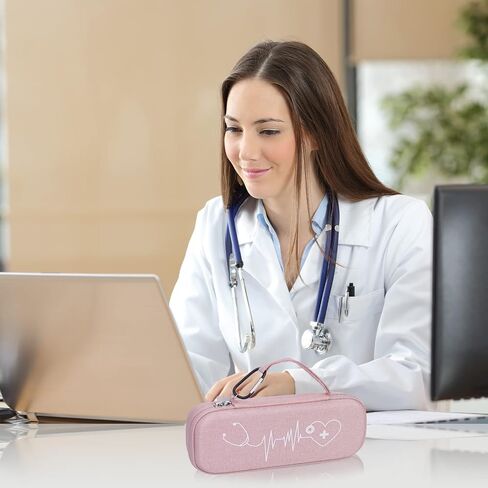 حافظة سماعة الطبيب لـ 3M Littmann Classic III، خفيفة الوزن II S.E، تشخيص أمراض القلب IV، سماعات الطبيب الفاخرة MDF Acoustica، غرفة إضافية لمقص ضوء LED وإكسسوارات الممرضات، وردي in Kuwait