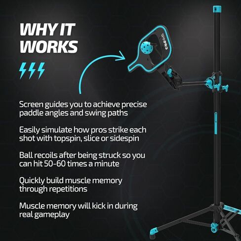 SpinPro for Pickleball - Pickleball Trainer | Training Aid for at-Home, Indoor or Outdoor Practice | Learn Topspin, Slice, Sidespin | Improve Your Game Rapidly for Pickleball Players in Saudi Arabia