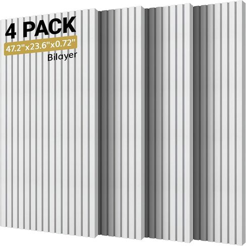 TONOR 4-Pack Bilayer Acoustic Panels Large Self-adhesive, 47.2" * 23.6" * 0.72" Adhesive Wall Panel, Large Soundproof Tiles for Echo Absorbtion, Acoustical Barrier of Polyester Fiber, Black in Saudi Arabia
