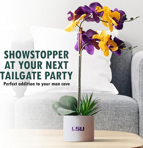 LSU Orchid Plant, LSU Faux Orchid Plant, LSU Gifts for Men, LSU Gifts for Women, LSU Gifts, Louisiana University Decorations, Office Accessories for Men, Desk Sets and Accessories for Women in Kuwait