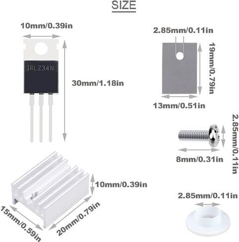 20 قطعة ترانزستور IRLZ34N Mosfet IRLZ34NPBF N-Channel TO-220AB 30A 55V 3Pin ترانزستورات ذات تأثير ميداني مقوم دولي مع غسالة برغي تبريد مفك براغي سيليكون مطاطي in Saudi Arabia