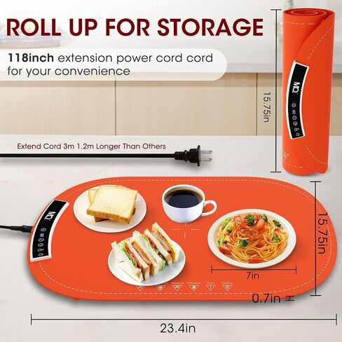 سجادة تدفئة للطعام، كبيرة جدًا، سجادة تدفئة طعام محمولة كبيرة جدًا للبوفيه، لف صواني التدفئة الكهربائية للطعام (أحمر مع أبيض) in Kuwait