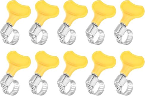 uxcell 14Pcs Stainless Steel Hose Clamps Worm Gear Hose Clamp, 8-12mm(5/16" to 1/2") Adjustable Thumb Screw Key Type Clamps Fuel Line Clamps 8mm Bandwidth for Plumbing, Yellow in Kuwait