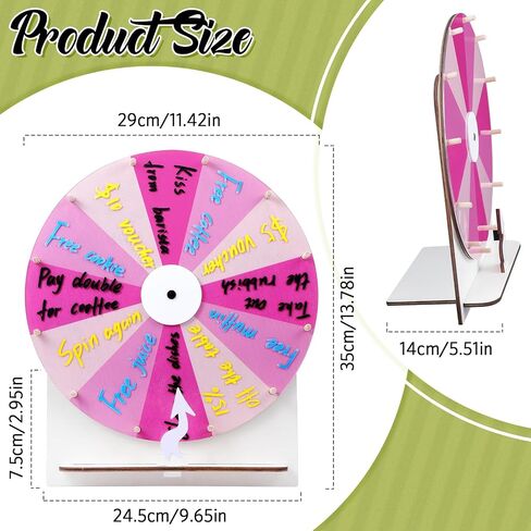 Wedding Game Spinning Wheel 11.4 Inch Erasable Spin the Wheel Game Prize Wheel Spinner with Stand for Wedding Engagement Party Family Games Baby Shower (Pink) in Kuwait