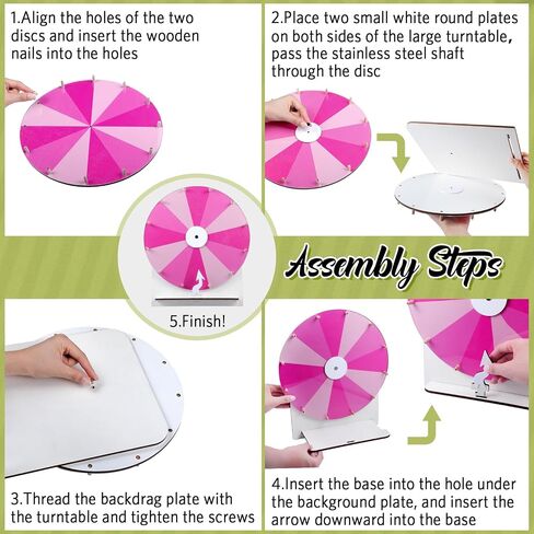 Wedding Game Spinning Wheel 11.4 Inch Erasable Spin the Wheel Game Prize Wheel Spinner with Stand for Wedding Engagement Party Family Games Baby Shower (Pink) in Kuwait