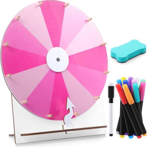 Wedding Game Spinning Wheel 11.4 Inch Erasable Spin the Wheel Game Prize Wheel Spinner with Stand for Wedding Engagement Party Family Games Baby Shower (Pink) in Kuwait
