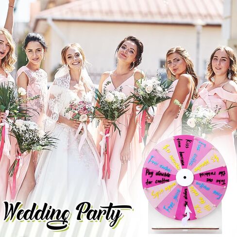 Wedding Game Spinning Wheel 11.4 Inch Erasable Spin the Wheel Game Prize Wheel Spinner with Stand for Wedding Engagement Party Family Games Baby Shower (Pink) in Kuwait