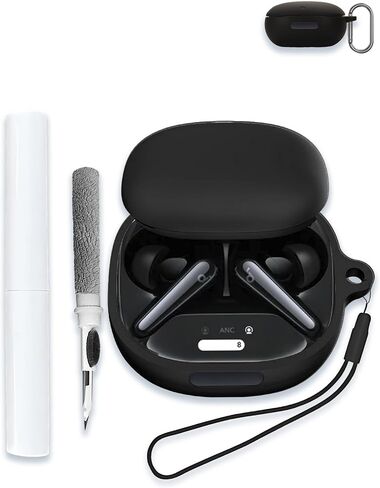 Case for Soundcore Liberty 4 Pro by Anker, Noise Cancelling Wireless Earbuds,WUNIAK Soft Silicone Protective Portable Scratch Shock Resistant Shell with Cleaner Kit & Carabiner & Lanyard，White in Saudi Arabia