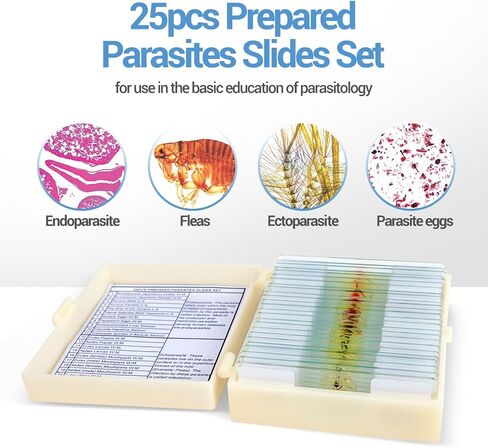 25 Parasite Microscope Slides with Specimens for Kids Adults, Prepared Parasite Microscope Slides Kit, Prepared Parasite Glass Slides for Adults Kids in Saudi Arabia