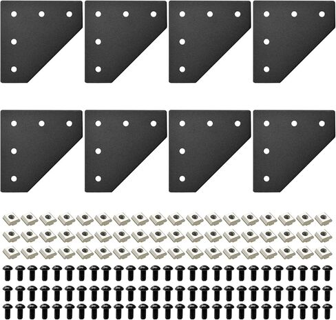 2020 Aluminum Extrusion Connector Bracket Set Included 8PCS Joint Plates,1Pcs M3 Wrench,40Pcs M5 T-Slot Nuts and 40Pcs M5x8mm Screws for 2020 Series Aluminum Profile 3D Printer Frame in Kuwait
