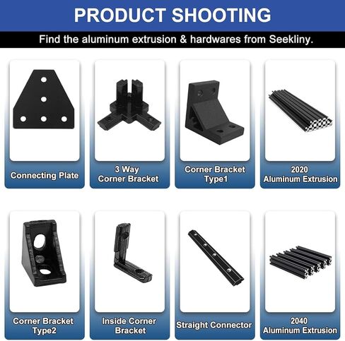 2020 Aluminum Extrusion Connector Bracket Set Included 8PCS Joint Plates,1Pcs M3 Wrench,40Pcs M5 T-Slot Nuts and 40Pcs M5x8mm Screws for 2020 Series Aluminum Profile 3D Printer Frame in Kuwait