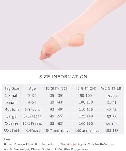 Women Girls Stirrup Tights with Self Knit Waistband, 60D Dance Tights for Ballet, Gymnastics, School, 2 Pairs in Kuwait