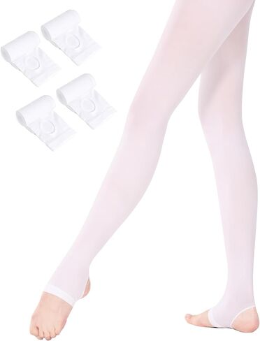 Women Girls Stirrup Tights with Self Knit Waistband, 60D Dance Tights for Ballet, Gymnastics, School, 2 Pairs in Kuwait