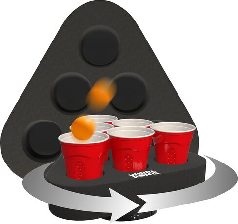 لعبة Spinning Cup Pong - مثلث إسفنجي أسود على منصات دوارة كهربائية - مثالية للبوابات الخلفية والاجتماعات والحفلات - قابلة لإعادة الشحن عبر USB، ومقاومة للماء، ومحمولة (مجموعة من 2) in Saudi Arabia