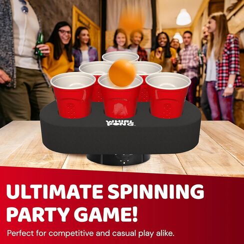 لعبة Spinning Cup Pong - مثلث إسفنجي أسود على منصات دوارة كهربائية - مثالية للبوابات الخلفية والاجتماعات والحفلات - قابلة لإعادة الشحن عبر USB، ومقاومة للماء، ومحمولة (مجموعة من 2) in Saudi Arabia
