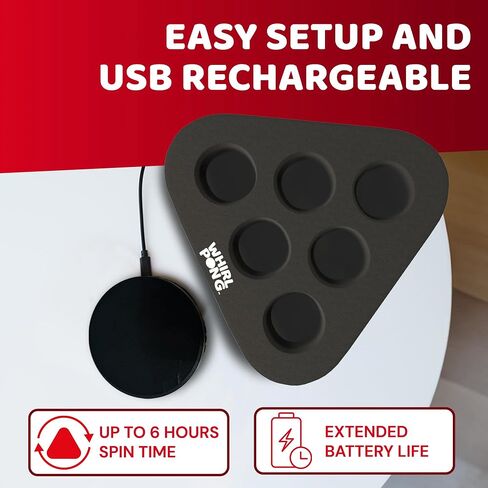 لعبة Spinning Cup Pong - مثلث إسفنجي أسود على منصات دوارة كهربائية - مثالية للبوابات الخلفية والاجتماعات والحفلات - قابلة لإعادة الشحن عبر USB، ومقاومة للماء، ومحمولة (مجموعة من 2) in Saudi Arabia