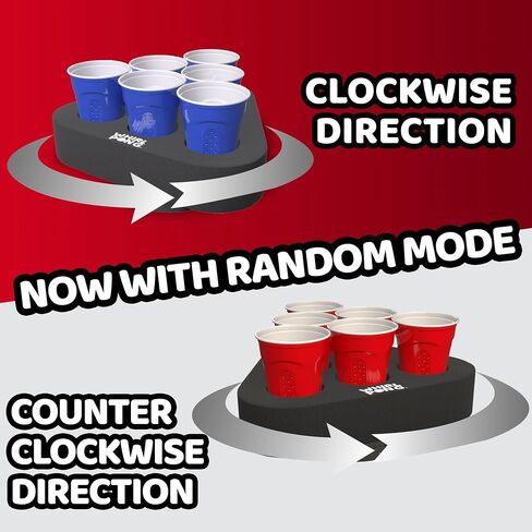 لعبة Spinning Cup Pong - مثلث إسفنجي أسود على منصات دوارة كهربائية - مثالية للبوابات الخلفية والاجتماعات والحفلات - قابلة لإعادة الشحن عبر USB، ومقاومة للماء، ومحمولة (مجموعة من 2) in Saudi Arabia