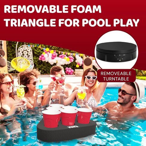 لعبة Spinning Cup Pong - مثلث إسفنجي أسود على منصات دوارة كهربائية - مثالية للبوابات الخلفية والاجتماعات والحفلات - قابلة لإعادة الشحن عبر USB، ومقاومة للماء، ومحمولة (مجموعة من 2) in Saudi Arabia