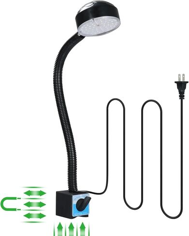 LED Magnetic Work Light with Flexible Gooseneck, 20W 2000 Lumens 6500K 110V US Plug, Machine Lathe Light with On/Off Magnetic Base for Work Bench, Sewing Machine, Lathe Workbenches in Kuwait