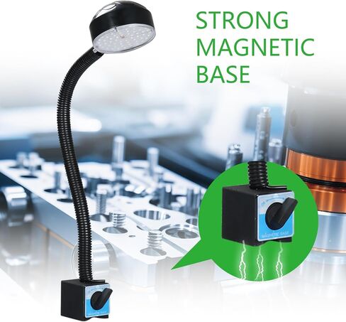 LED Magnetic Work Light with Flexible Gooseneck, 20W 2000 Lumens 6500K 110V US Plug, Machine Lathe Light with On/Off Magnetic Base for Work Bench, Sewing Machine, Lathe Workbenches in Kuwait