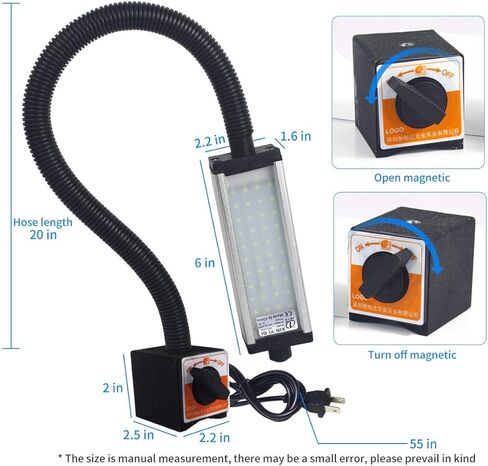 Magnetic Work Light, Led Machine Light, 44 LEDs Waterproof Magnetic Work Light with 19 inch Electroplated Gooseneck IP66 Waterproof 800 Lumen 120 Volt for Lathe Machine Tools Workbench in Kuwait