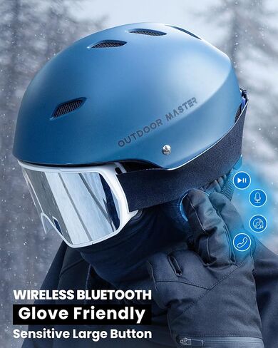 OutdoorMaster Ski Helmet Headphones, True Wireless Bluetooth with Storage Case, Drop-in HD Speaker Chip Compatible with All Audio Ready Snowboard Helmets with Built-in Mic - Navy Blue in Saudi Arabia