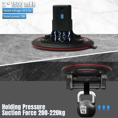 DGSL Electric Glass Suction Cups, 8“ Tile Suction Cup Tool with Digital Display to Lift Large Glass for Tile, Window, Granite, Windshield, Metal Plate, Marble, Suction Cup Lifter (1, Black) in Saudi Arabia