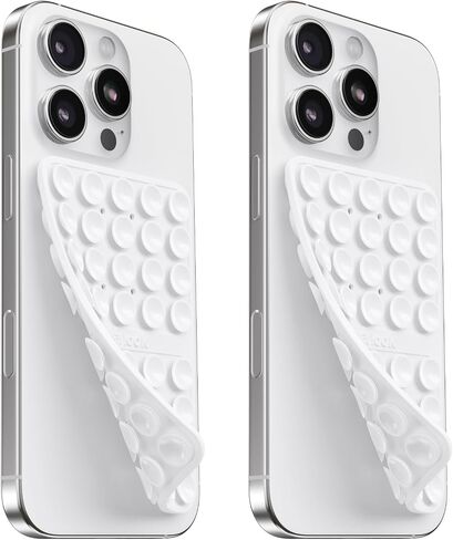 2PCS Silicone Suction Cup Phone Case Mount Double Sided, Hands-Free Phone Accessories Holder for Selfies and Videos, Silicon Sticky Phone Grip for Cell Phone, Transparent&Lavender in Saudi Arabia