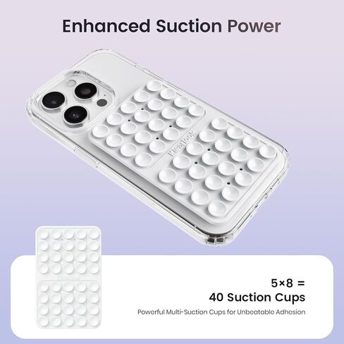 2PCS Silicone Suction Cup Phone Case Mount Double Sided, Hands-Free Phone Accessories Holder for Selfies and Videos, Silicon Sticky Phone Grip for Cell Phone, Transparent&Lavender in Saudi Arabia