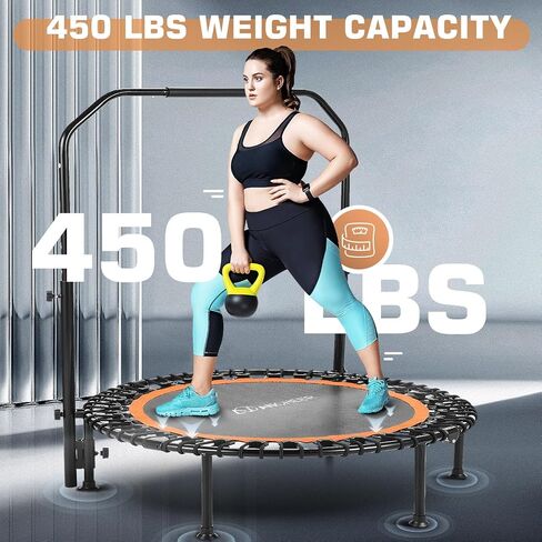 ANCHEER 40/48 "ترامبولين صغير قابل للطي، 550 رطل أقصى حمولة، ترامبولين مرتد للبالغين مع شريط إسفنجي قابل للتعديل وحبال مقاومة، حبال بنجي مطورة، ترامبولين للياقة البدنية داخلي/خارجي in Saudi Arabia