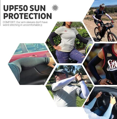 UV Sun Protection Arm Sleeves for Men & Women - Tattoo Cover Up - UPF 50 Cooling Sleeve for Golf, Cycling in Saudi Arabia