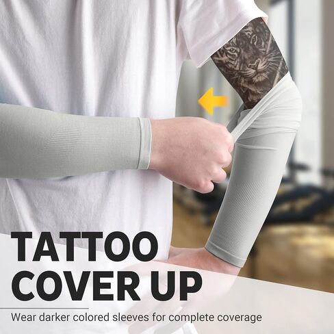 UV Sun Protection Arm Sleeves for Men & Women - Tattoo Cover Up - UPF 50 Cooling Sleeve for Golf, Cycling in Saudi Arabia