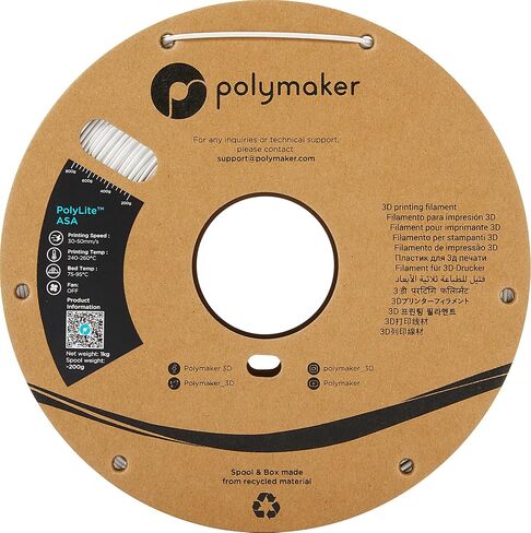 Polymaker ASA Filament 1.75mm Black, 1kg ASA 3D Printer Filament, Heat & Weather Resistant - ASA 3D Filament Perfect for Printing Outdoor Functional Parts, Dimensional Accuracy +/- 0.03mm in Kuwait