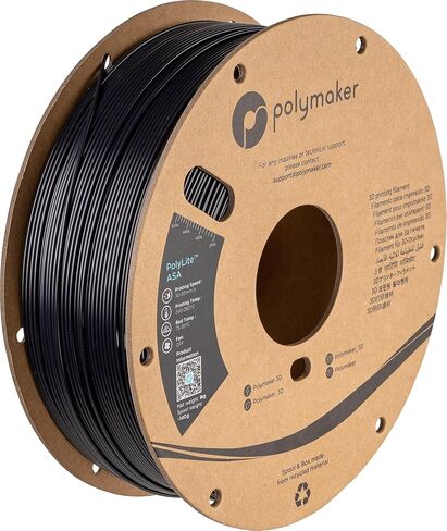 Polymaker ASA Filament 1.75mm Black, 1kg ASA 3D Printer Filament, Heat & Weather Resistant - ASA 3D Filament Perfect for Printing Outdoor Functional Parts, Dimensional Accuracy +/- 0.03mm in Kuwait