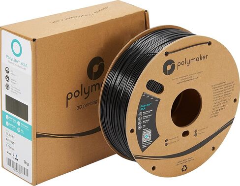 Polymaker ASA Filament 1.75mm Black, 1kg ASA 3D Printer Filament, Heat & Weather Resistant - ASA 3D Filament Perfect for Printing Outdoor Functional Parts, Dimensional Accuracy +/- 0.03mm in Kuwait