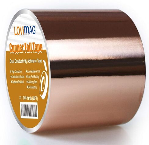 LOVIMAG Copper Foil Tape, Conductive Copper Tape 4 Sizes (0.2/0.24/0.3/0.4Inch) x82.5FT, Copper Tape Conductive Adhesive for Stained Glass Supplies, Guitar and EMI Shielding, Electrical Repairs. in Saudi Arabia