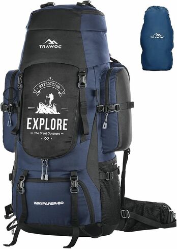 WAYFARER 80L Travel Rucksack - Men & Women, Hiking, Trekking Bag with Rain Cover & Shoe Compartment-Grey Black in Saudi Arabia