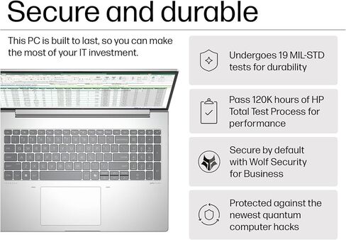 كمبيوتر محمول ProBook 460 G11 Business (16 بوصة FHD + شاشة لمس، Ultra 7 155U، ذاكرة الوصول العشوائي DDR5 سعة 64 جيجابايت، SSD 2 تيرابايت، 12 نواة (> i7)) إضاءة خلفية، كاميرا ويب 5 ميجابكسل IR، بصمة الإصبع، Wi-Fi 6E، Ethernet، Win 11 Pro w/ مساعد الطيار با in Kuwait