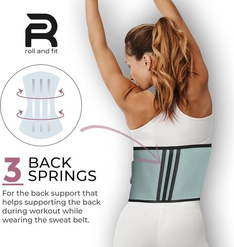 Roll & Fit Waist Trimmer Belt with Back Support Springs – Lightweight Sauna Sweat Waist Trainer for Belly Fat & Weight Loss in Saudi Arabia