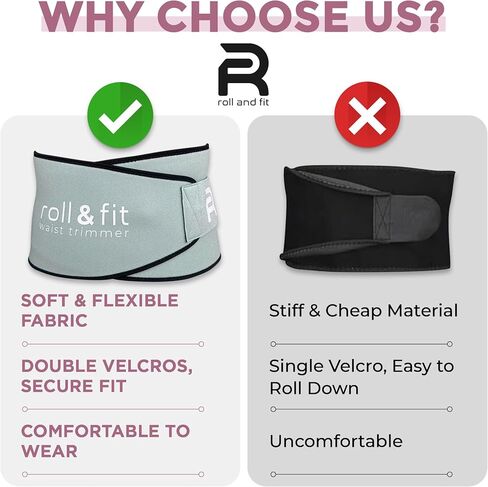 Roll & Fit Waist Trimmer Belt with Back Support Springs – Lightweight Sauna Sweat Waist Trainer for Belly Fat & Weight Loss in Saudi Arabia