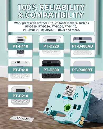 Compatible Iron-on Clothing Label Tape Replacement for Brother TZe-FA3 TZeFA3 Fabric Tape Blue on White 12mm Work for Vixic D210S H1100 D480BT P780BT P3200 P Touch PTD400 PTD210 PT-1280 Label Makers in Saudi Arabia