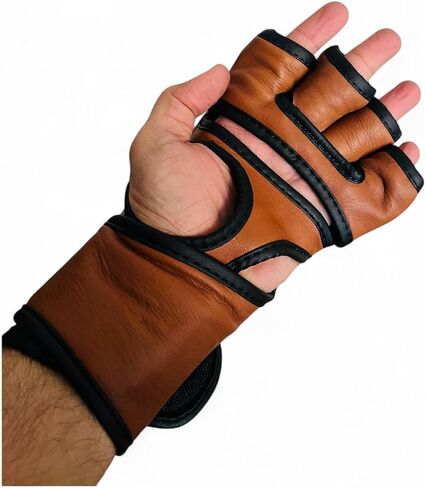 MMA Gloves | PRO Version | 100% TAN Leather Vintage Training Boxing | Retro by GEOFFREY in Saudi Arabia