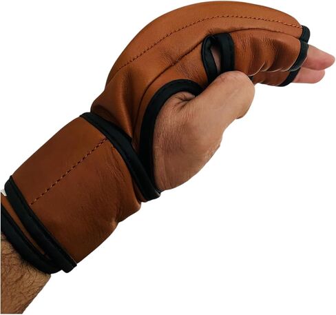 MMA Gloves | PRO Version | 100% TAN Leather Vintage Training Boxing | Retro by GEOFFREY in Saudi Arabia