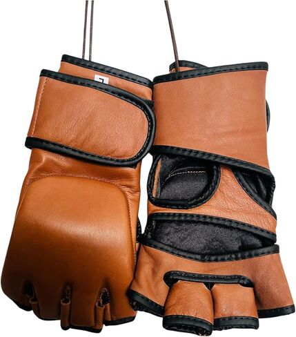 MMA Gloves | PRO Version | 100% TAN Leather Vintage Training Boxing | Retro by GEOFFREY in Saudi Arabia
